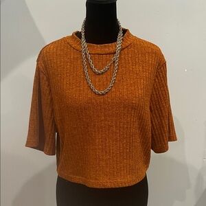 Women's Orange Ribbed Top